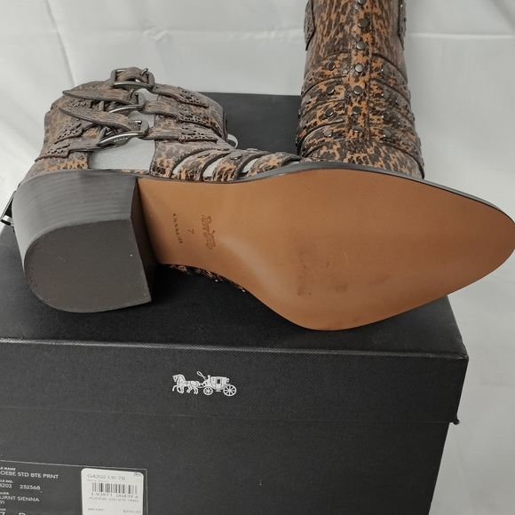 NWT Coach Phoebe studded Snakeskin print boots - Picture 9 of 14